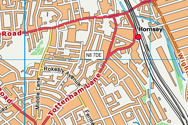 N8 7DE map - OS VectorMap District (Ordnance Survey)