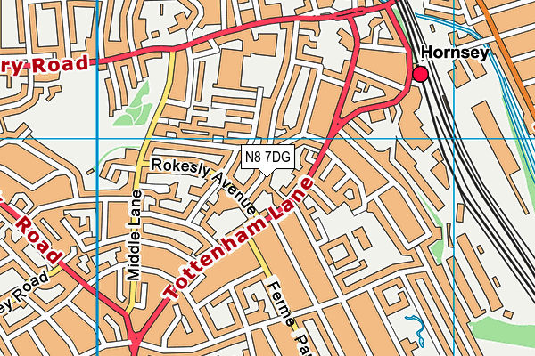 N8 7DG map - OS VectorMap District (Ordnance Survey)