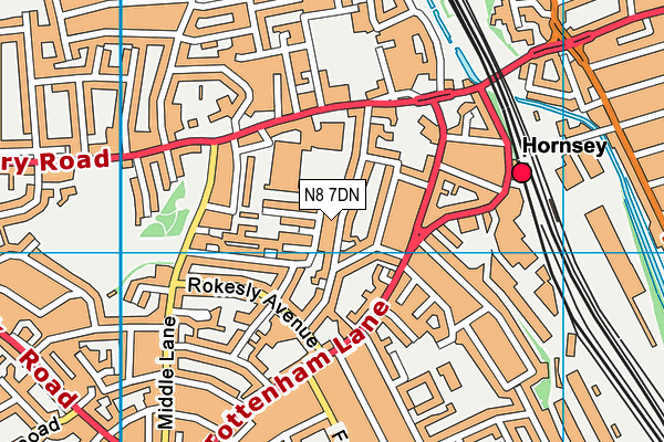 N8 7DN map - OS VectorMap District (Ordnance Survey)