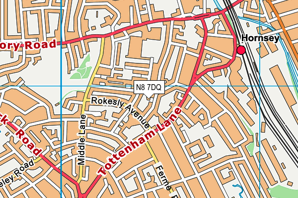 N8 7DQ map - OS VectorMap District (Ordnance Survey)