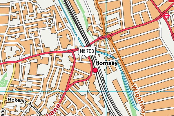 N8 7EB map - OS VectorMap District (Ordnance Survey)