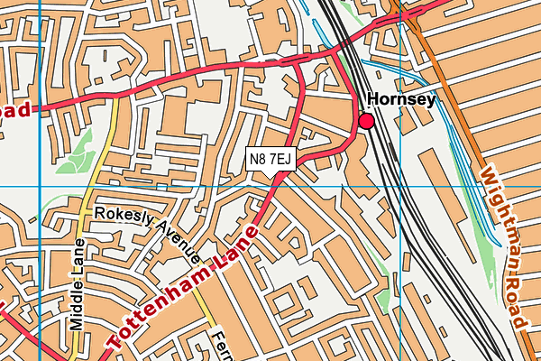 N8 7EJ map - OS VectorMap District (Ordnance Survey)