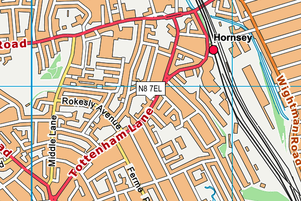 N8 7EL map - OS VectorMap District (Ordnance Survey)