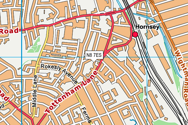 N8 7ES map - OS VectorMap District (Ordnance Survey)