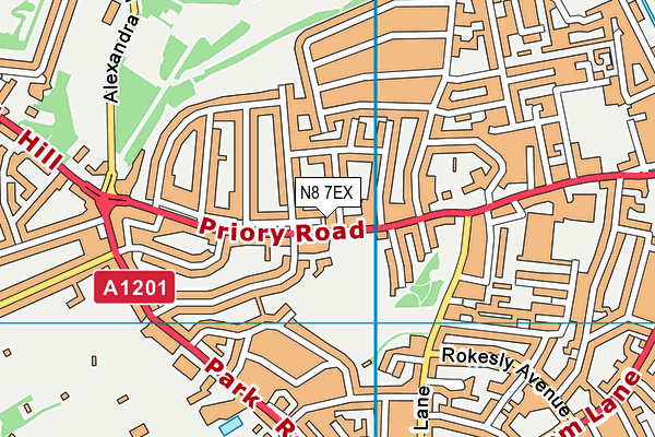 N8 7EX map - OS VectorMap District (Ordnance Survey)