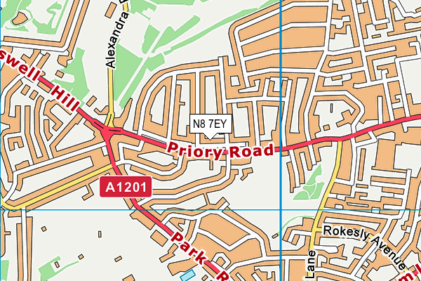 N8 7EY map - OS VectorMap District (Ordnance Survey)