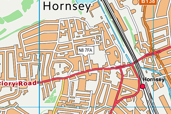 N8 7FA map - OS VectorMap District (Ordnance Survey)