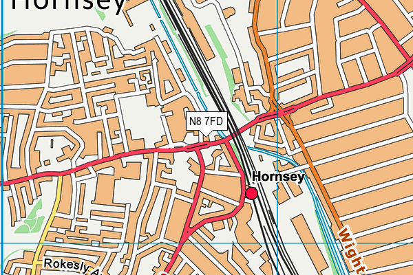 N8 7FD map - OS VectorMap District (Ordnance Survey)