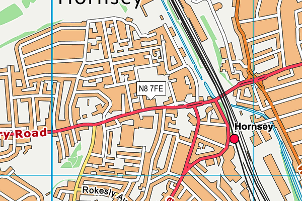 N8 7FE map - OS VectorMap District (Ordnance Survey)