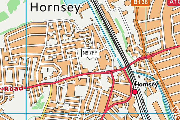 N8 7FF map - OS VectorMap District (Ordnance Survey)