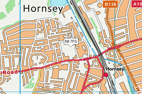 N8 7FG map - OS VectorMap District (Ordnance Survey)