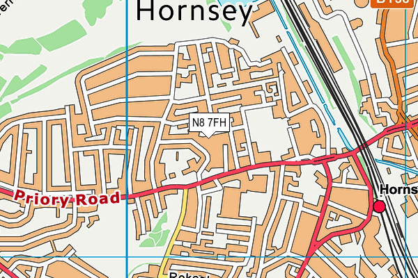 N8 7FH map - OS VectorMap District (Ordnance Survey)