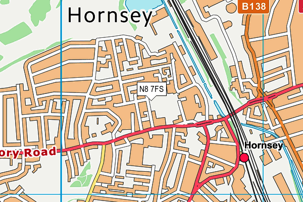 N8 7FS map - OS VectorMap District (Ordnance Survey)