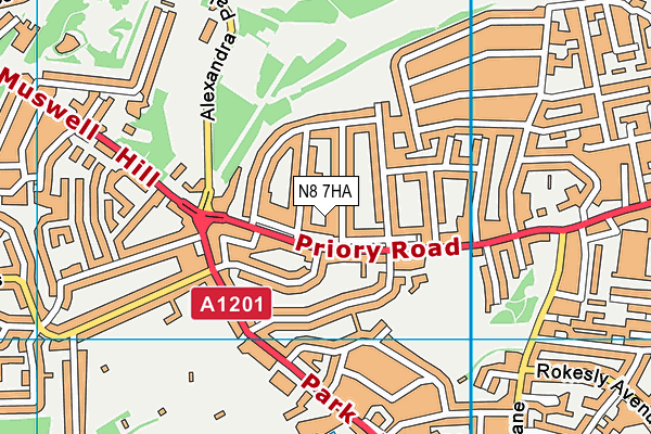 N8 7HA map - OS VectorMap District (Ordnance Survey)