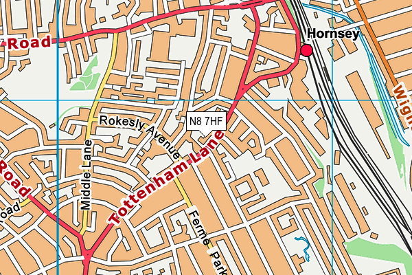 N8 7HF map - OS VectorMap District (Ordnance Survey)