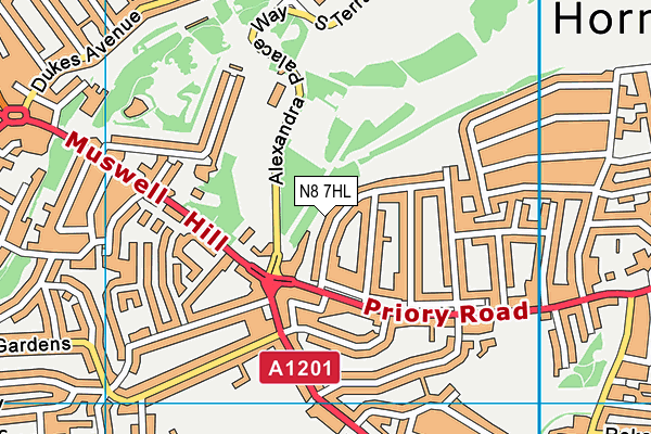 N8 7HL map - OS VectorMap District (Ordnance Survey)