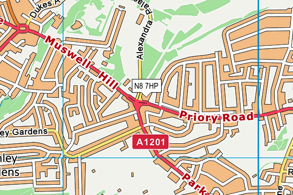 N8 7HP map - OS VectorMap District (Ordnance Survey)