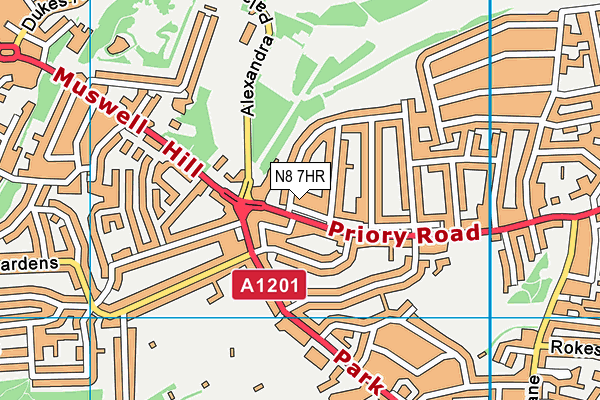 N8 7HR map - OS VectorMap District (Ordnance Survey)