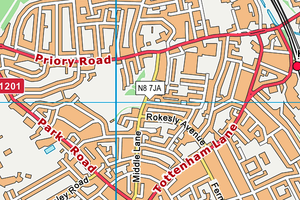 N8 7JA map - OS VectorMap District (Ordnance Survey)