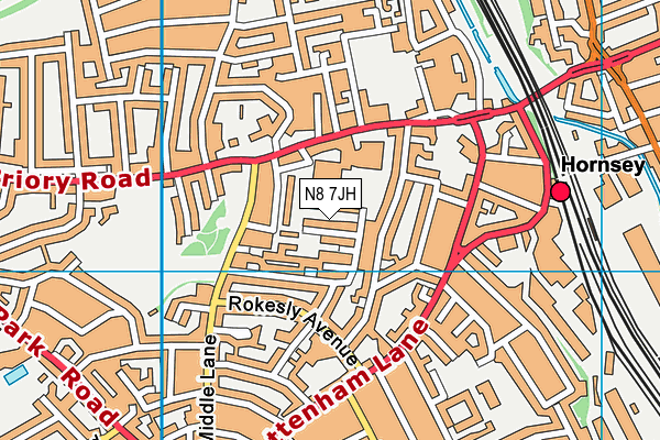 N8 7JH map - OS VectorMap District (Ordnance Survey)