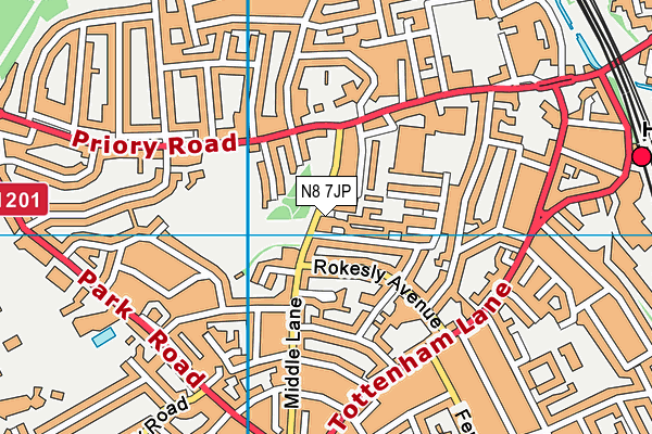 N8 7JP map - OS VectorMap District (Ordnance Survey)