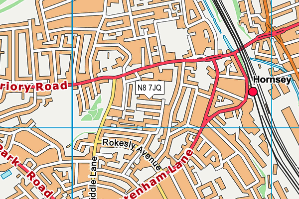 N8 7JQ map - OS VectorMap District (Ordnance Survey)