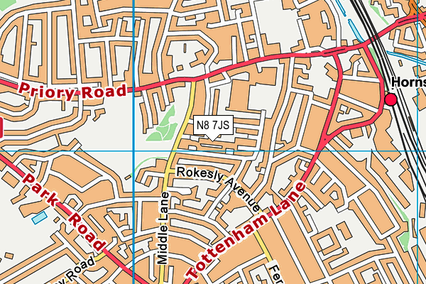 N8 7JS map - OS VectorMap District (Ordnance Survey)