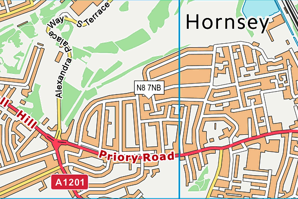 N8 7NB map - OS VectorMap District (Ordnance Survey)