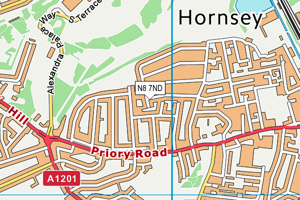 N8 7ND map - OS VectorMap District (Ordnance Survey)