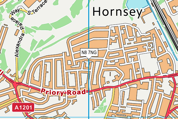 N8 7NG map - OS VectorMap District (Ordnance Survey)