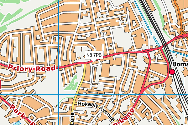 N8 7PB map - OS VectorMap District (Ordnance Survey)