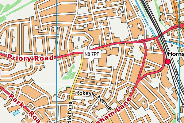 N8 7PF map - OS VectorMap District (Ordnance Survey)