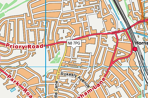 N8 7PG map - OS VectorMap District (Ordnance Survey)
