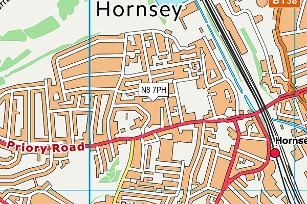 N8 7PH map - OS VectorMap District (Ordnance Survey)