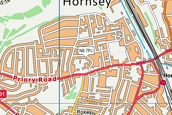 N8 7PJ map - OS VectorMap District (Ordnance Survey)