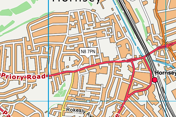 N8 7PN map - OS VectorMap District (Ordnance Survey)