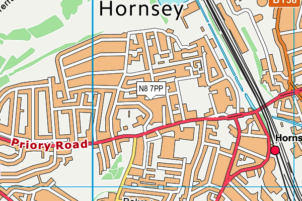 N8 7PP map - OS VectorMap District (Ordnance Survey)