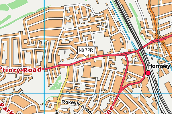 N8 7PR map - OS VectorMap District (Ordnance Survey)