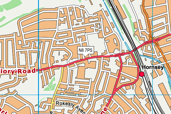 N8 7PS map - OS VectorMap District (Ordnance Survey)