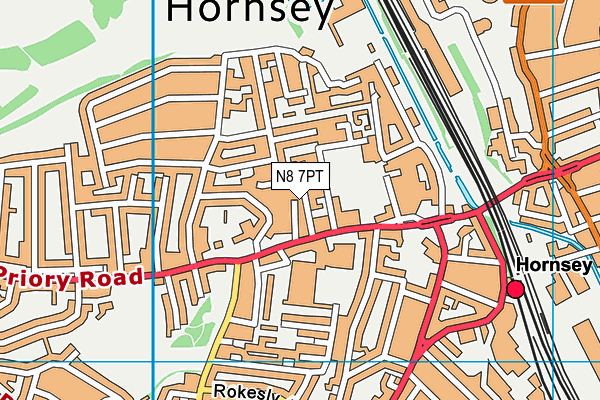 N8 7PT map - OS VectorMap District (Ordnance Survey)