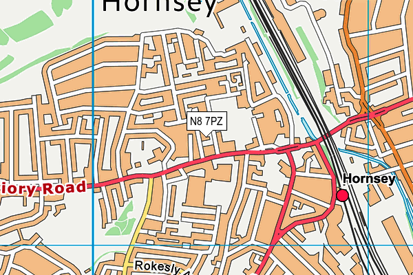 N8 7PZ map - OS VectorMap District (Ordnance Survey)