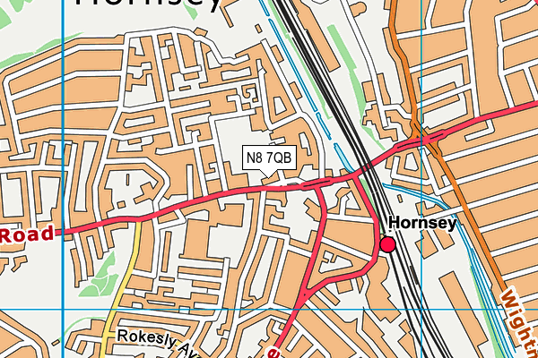 N8 7QB map - OS VectorMap District (Ordnance Survey)