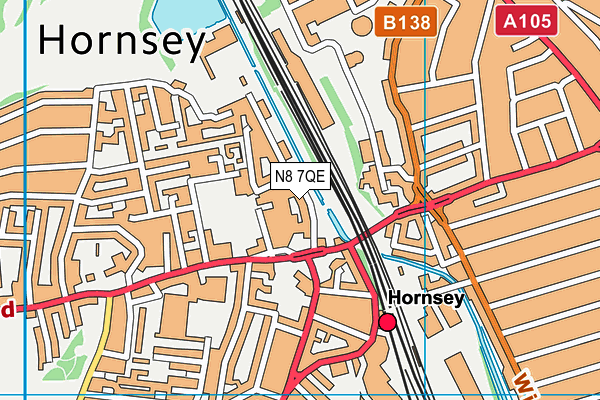 N8 7QE map - OS VectorMap District (Ordnance Survey)