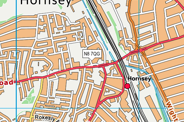 N8 7QG map - OS VectorMap District (Ordnance Survey)