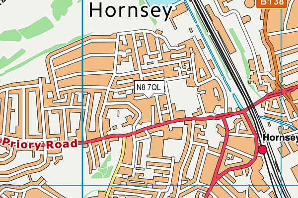 N8 7QL map - OS VectorMap District (Ordnance Survey)