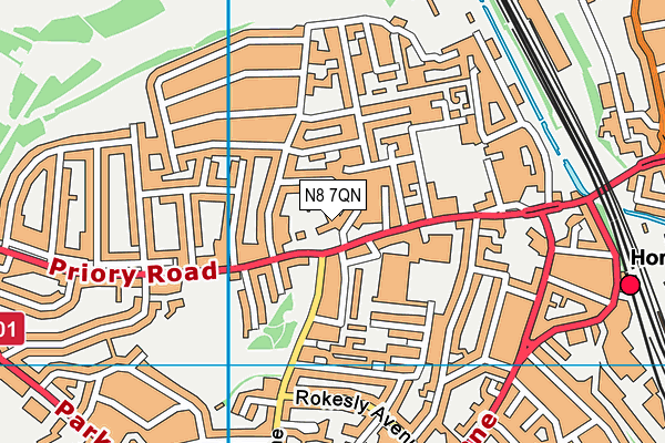 N8 7QN map - OS VectorMap District (Ordnance Survey)