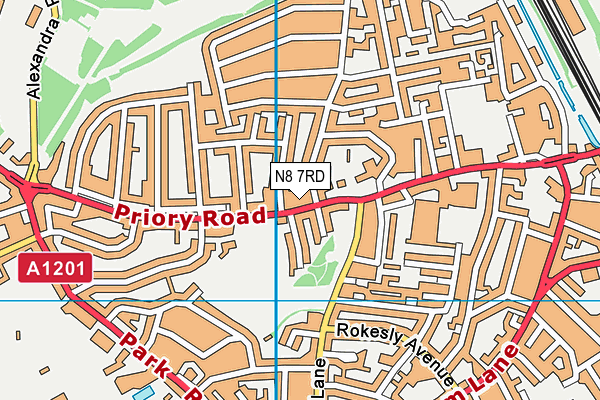 N8 7RD map - OS VectorMap District (Ordnance Survey)