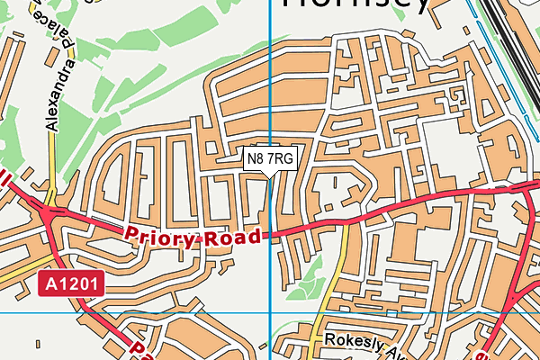 N8 7RG map - OS VectorMap District (Ordnance Survey)