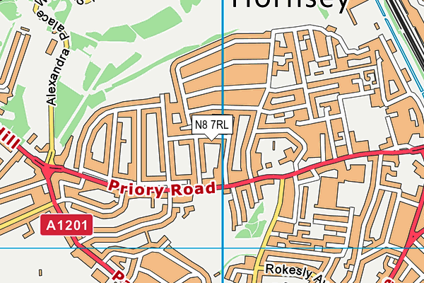 N8 7RL map - OS VectorMap District (Ordnance Survey)