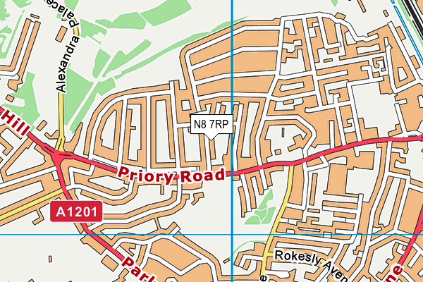 N8 7RP map - OS VectorMap District (Ordnance Survey)